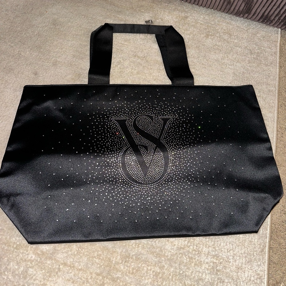 Brand new Victoria’s Secret black bedazzled tote bag